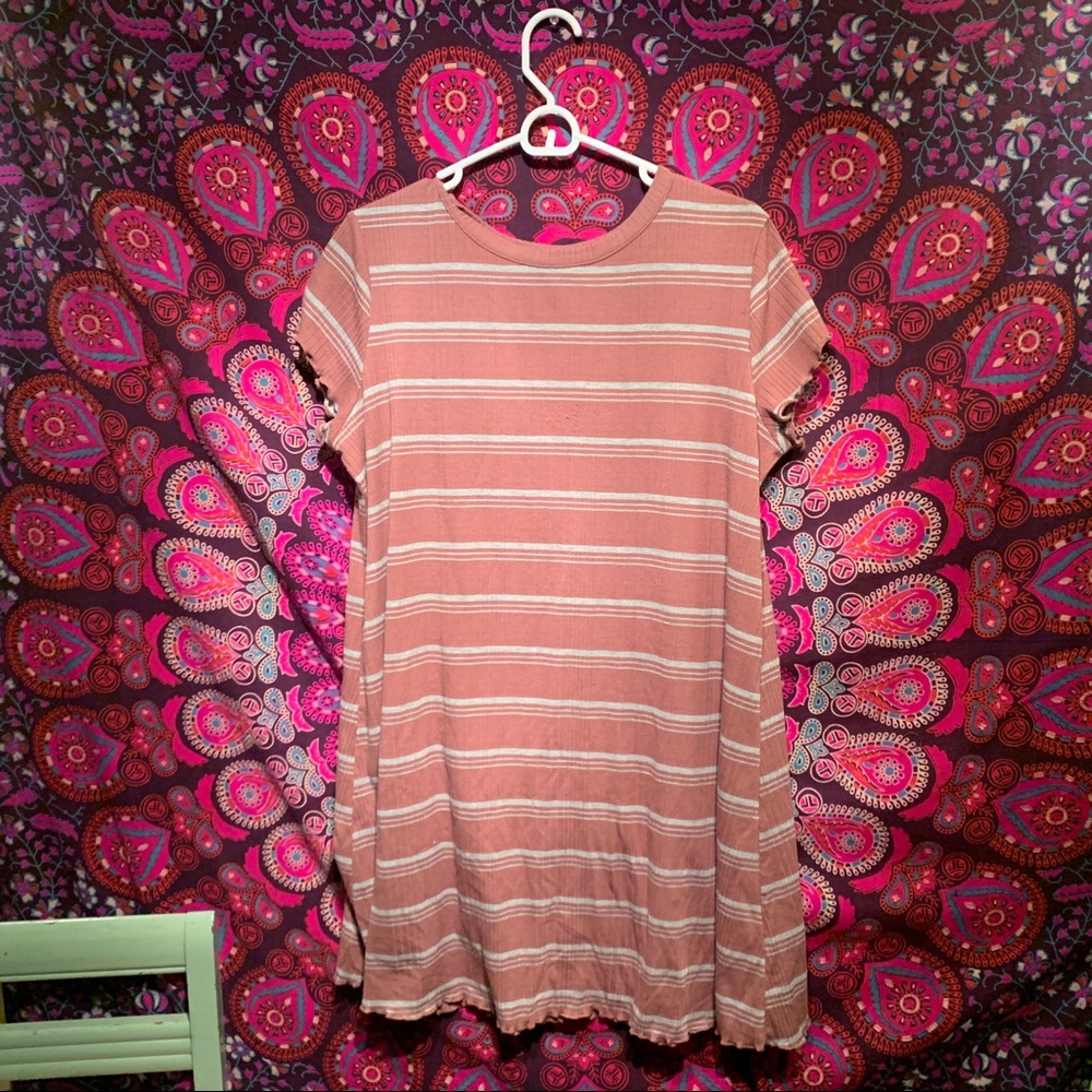 Nude pink striped dress!